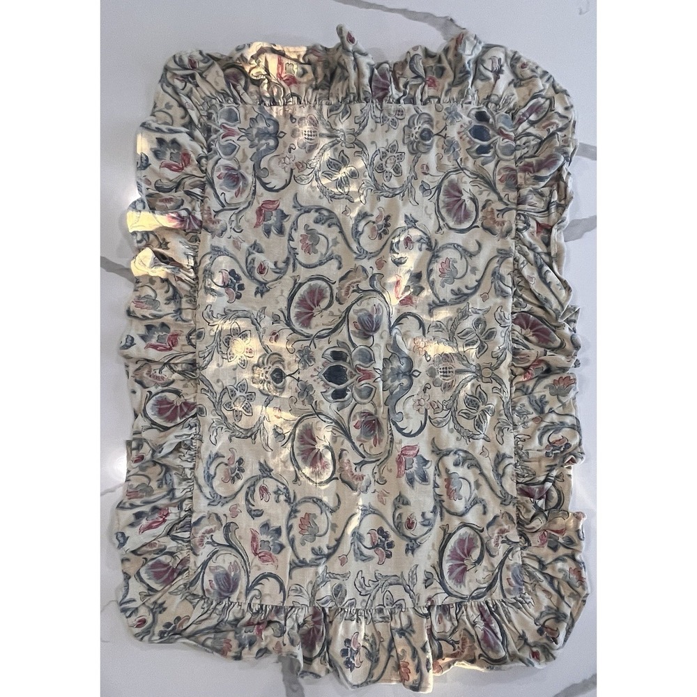 Ralph Lauren Provence Floral Ruffled Set Of 2 Standard Shams Linen Blend‎ VTG
